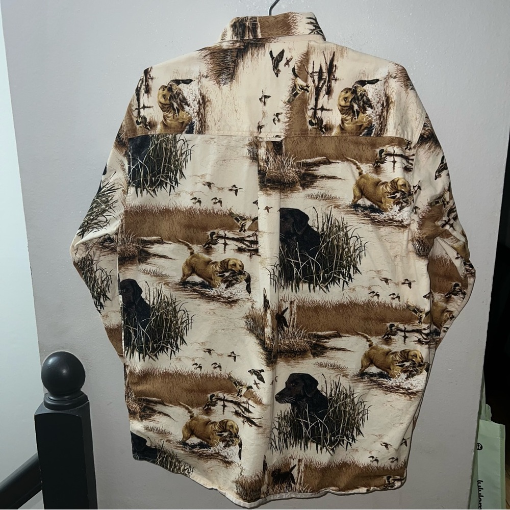 North River Men's Hunting-Themed Cotton Button Down - Brown & Tan Size Medium - Picture 2 of 8